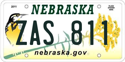 NE license plate ZAS811