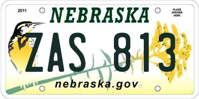 NE license plate ZAS813