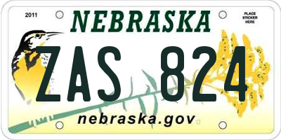 NE license plate ZAS824
