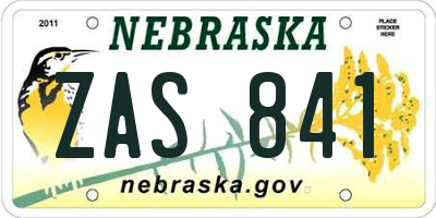NE license plate ZAS841