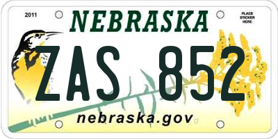 NE license plate ZAS852