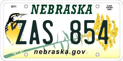 NE license plate ZAS854