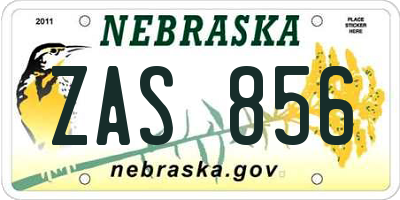 NE license plate ZAS856