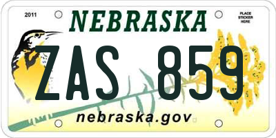 NE license plate ZAS859