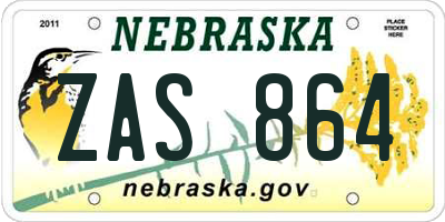 NE license plate ZAS864