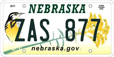 NE license plate ZAS877