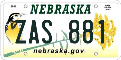 NE license plate ZAS881
