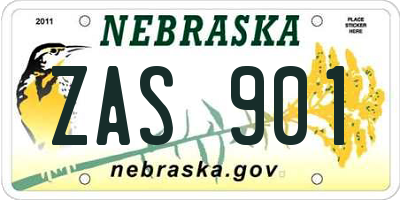 NE license plate ZAS901