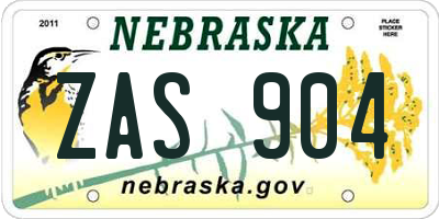 NE license plate ZAS904