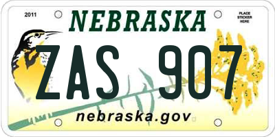NE license plate ZAS907