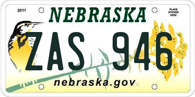 NE license plate ZAS946