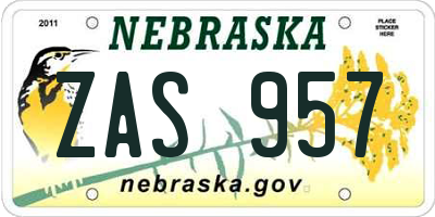 NE license plate ZAS957