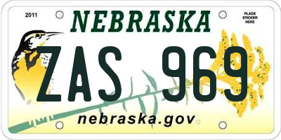 NE license plate ZAS969