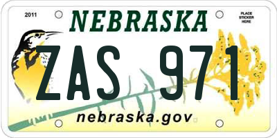 NE license plate ZAS971