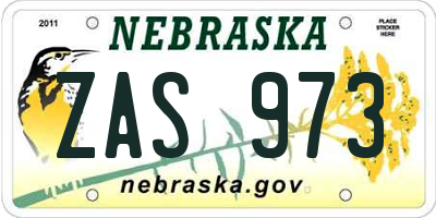 NE license plate ZAS973