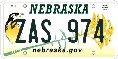 NE license plate ZAS974