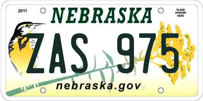 NE license plate ZAS975