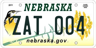 NE license plate ZAT004