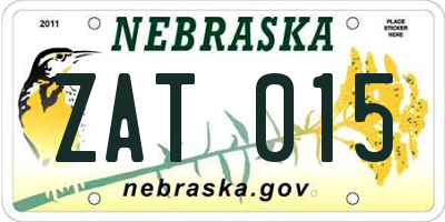 NE license plate ZAT015