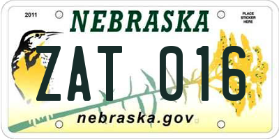 NE license plate ZAT016