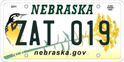 NE license plate ZAT019