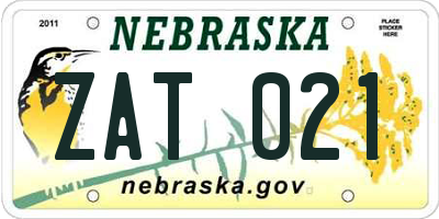 NE license plate ZAT021