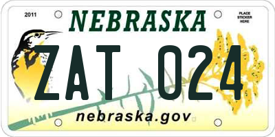 NE license plate ZAT024