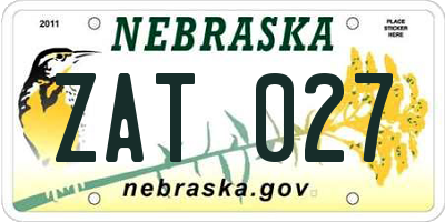NE license plate ZAT027