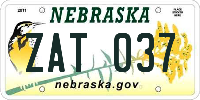 NE license plate ZAT037