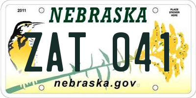 NE license plate ZAT041