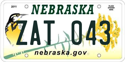 NE license plate ZAT043