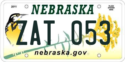 NE license plate ZAT053