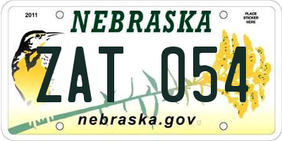 NE license plate ZAT054