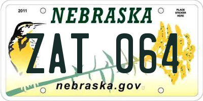 NE license plate ZAT064