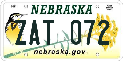 NE license plate ZAT072
