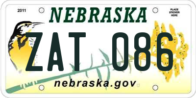 NE license plate ZAT086