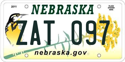 NE license plate ZAT097