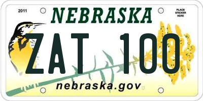 NE license plate ZAT100