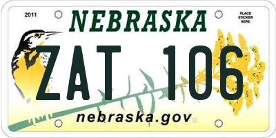 NE license plate ZAT106