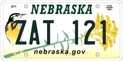 NE license plate ZAT121