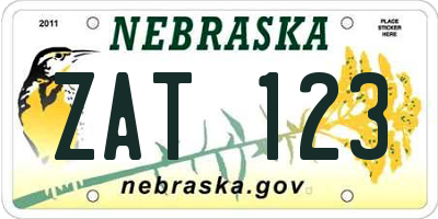 NE license plate ZAT123
