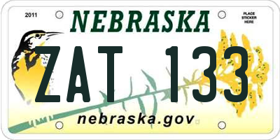 NE license plate ZAT133