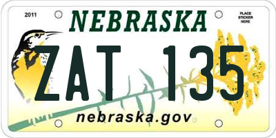 NE license plate ZAT135