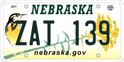NE license plate ZAT139