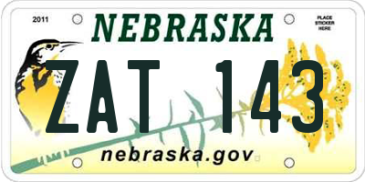 NE license plate ZAT143