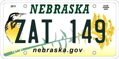 NE license plate ZAT149