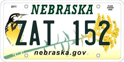 NE license plate ZAT152