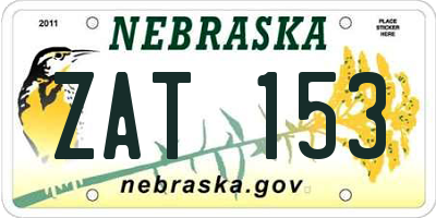 NE license plate ZAT153