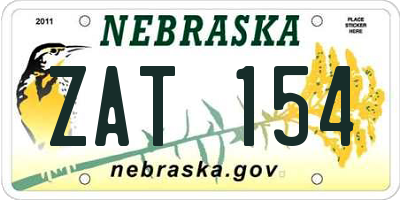 NE license plate ZAT154