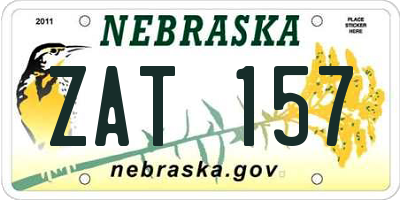 NE license plate ZAT157